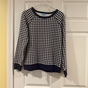 Draper James Navy and White Gingham Pullover Sweater